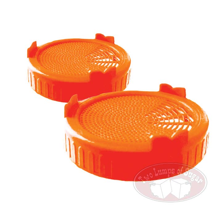 Wide Mouth Mason Jar Sprouting Lids - Orange - 2 Pack for wholesale by Two Lumps of Sugar
