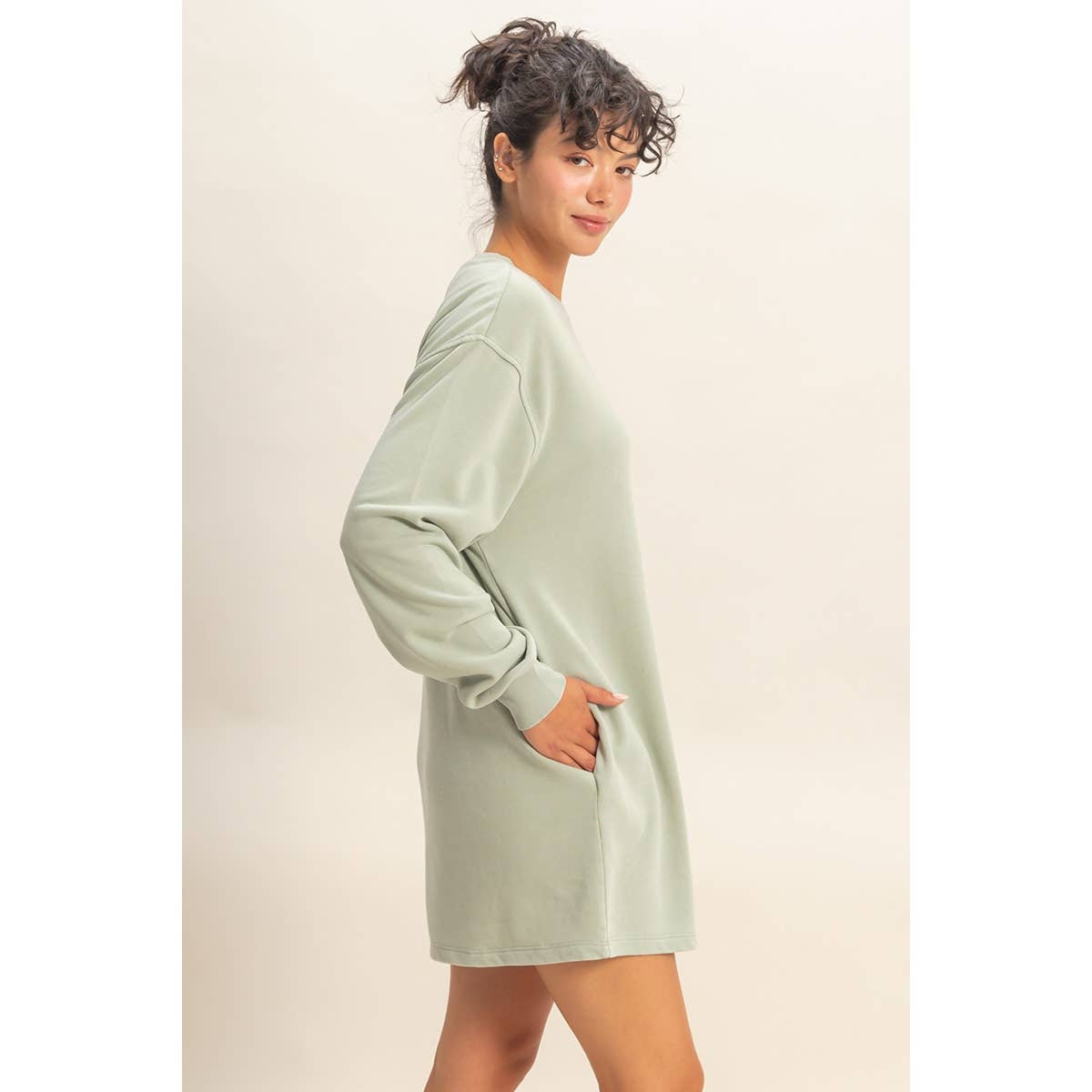 Double Zero - Venta al por mayor Vestido - Mujer - Vestido sudadera mini de gran tamaño lavado mineral17