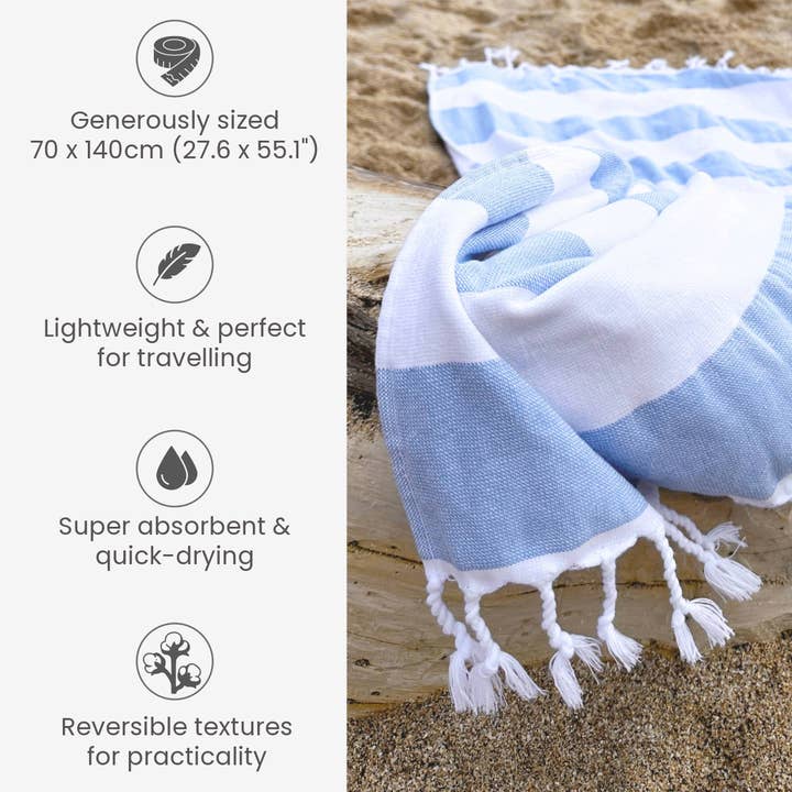 Allure Bath Fashions - Wholesale Beach Towel - Striped Hammam Turkish Style Beach Towel