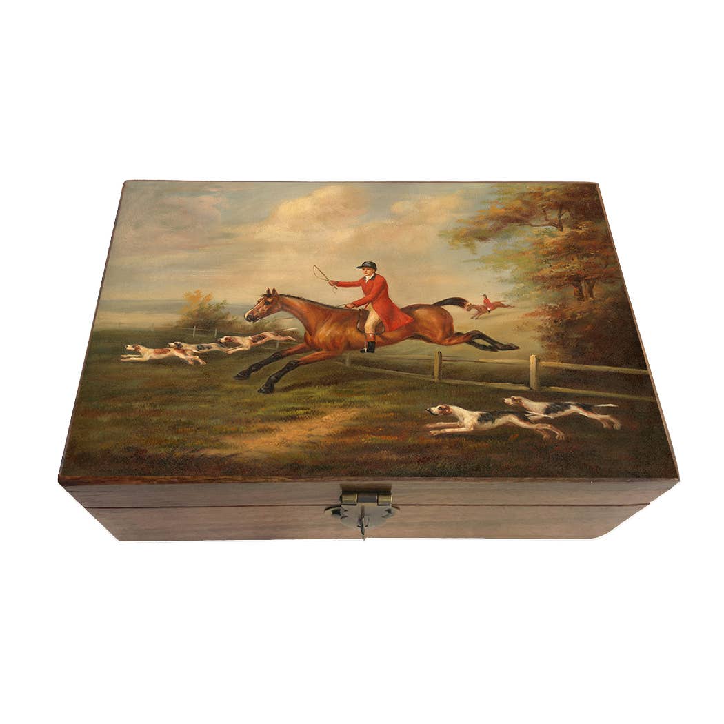 Madison Bay Co. - Historical Home Decor Reproductions – wholesale Decorative box – Fox Hunting Scene Decorative Vintage Wood Trinket Box2