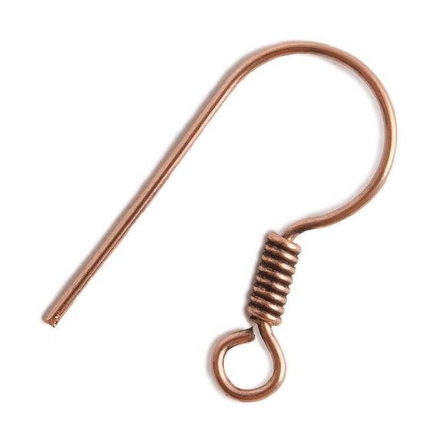 21x9mm Copper Fancy Earwire 50 pieces for wholesale by Beads of Cambay