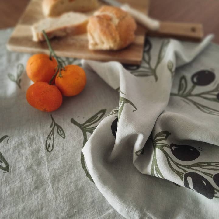 The Ink Job - Wholesale Tea Towel - Linen Tea Towel with Olive Branch Print5