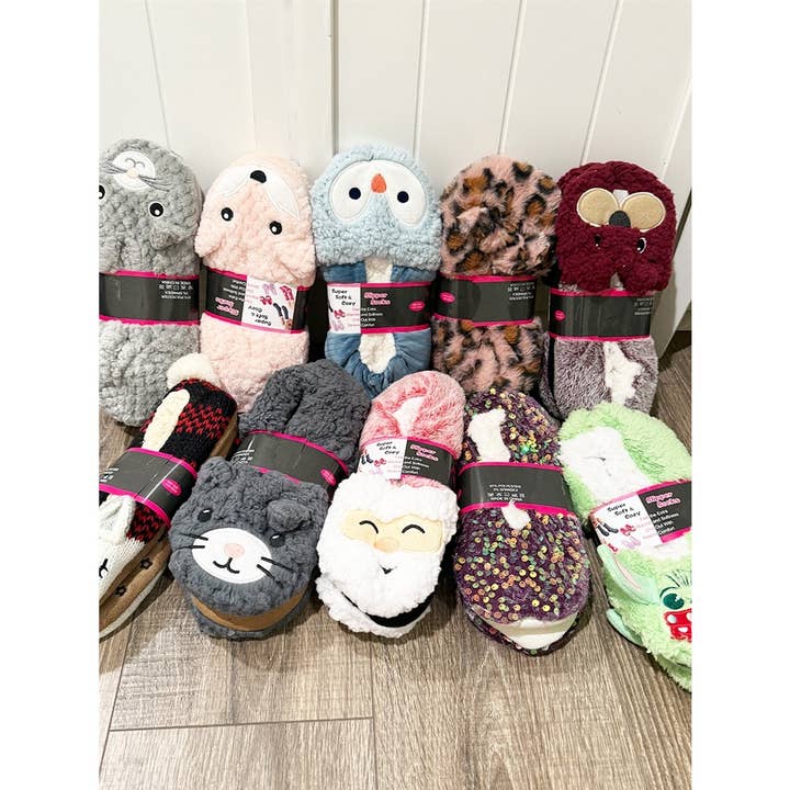 Animal Theme Non Slip Winter Indoor Slipper for wholesale by Love and Repeat