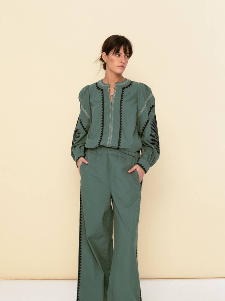 Helen blouse green for wholesale by Sonmer Shop USA