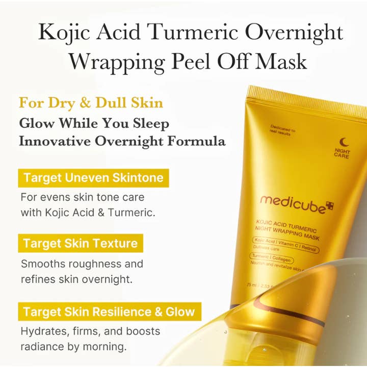 Best Beauty Group - Wholesale Skincare Face Mask - MEDICUBE Kojic Acid Turmeric Overnight Wrapping Mask2