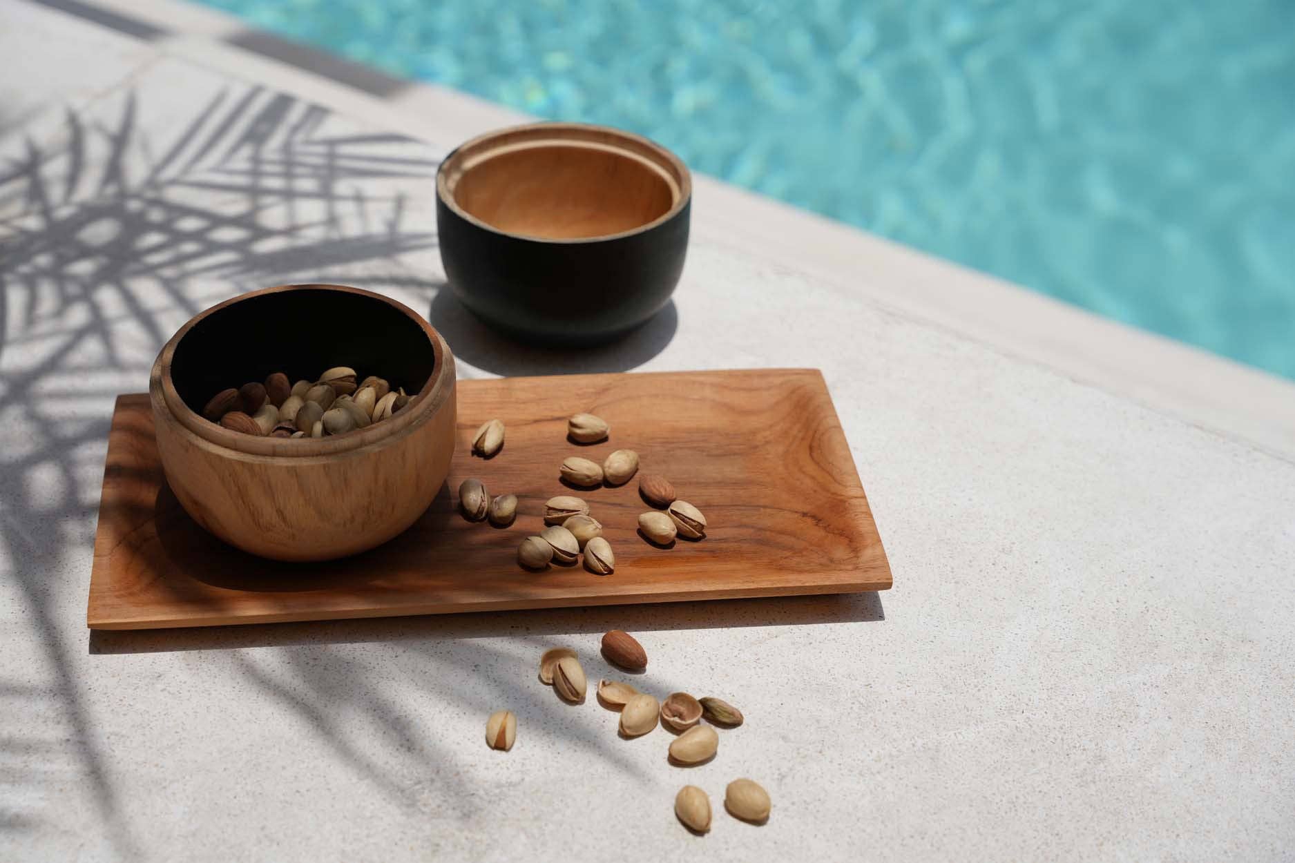 Bazar Bizar Living - Vendita all'ingrosso Ciotole/Piatti decorativi - Ciotola doppia in legno di teak Bondi1