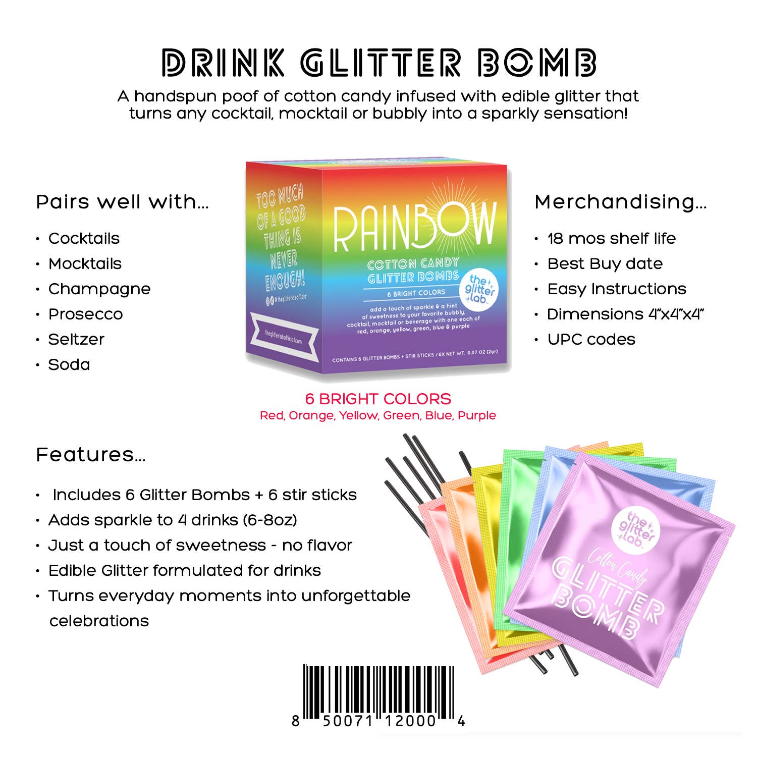 The Glitter Lab – wholesale Elixir – Rainbow Drink Glitter Bombs for Cocktails, Mocktails & Soda3