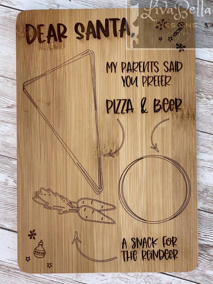 Small Dear Santa - Pizza & Beer Board for wholesale by LivaBella Designs
