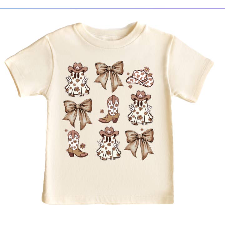 Camiseta de Halloween para niñas con fantasmas del oeste, lazos coquetos para venta al por mayor de AvaryMaeInspirations