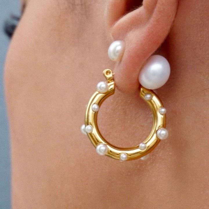 Ellie Vail Jewelry - Wholesale Hoop Earrings - Ellie Vail - Nicoletta Pearl Hoop Earring
