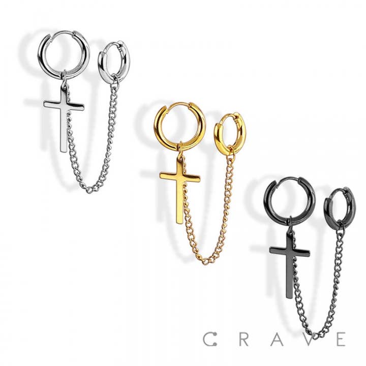 316L EDELSTAHL VERKETTET HUGGIE/CREOLEN MIT KREUZ für den Großhandel von CRAVE