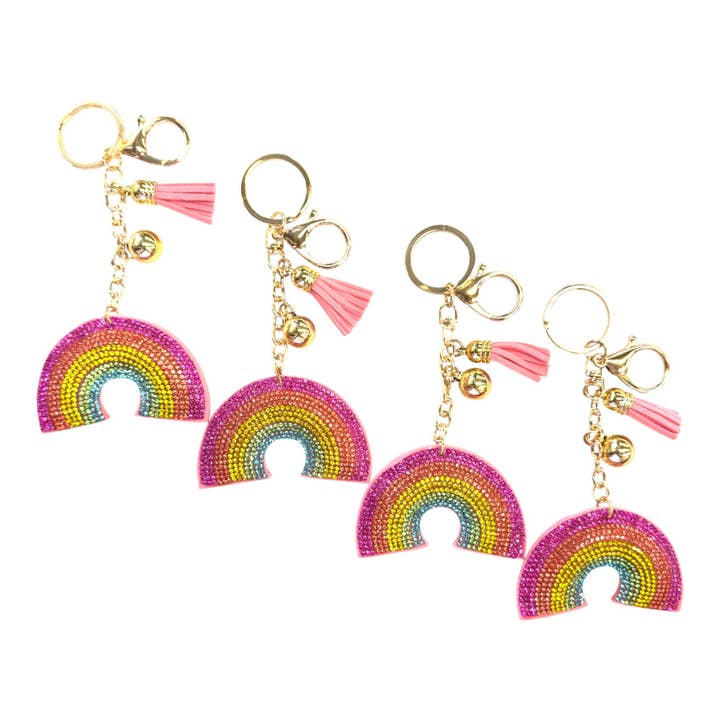 ONE COLOR Rhinestone Rainbow Key Chain KC301-19. (12PC) for wholesale on Faire