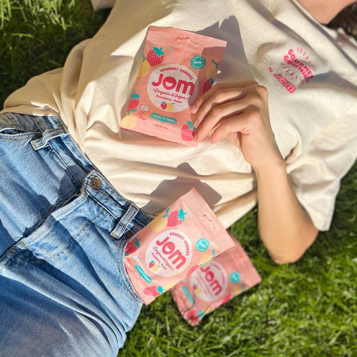 JOM - Wholesale Gummy - Swedish Organic and Vegan Strawberry & Peach Gummies1