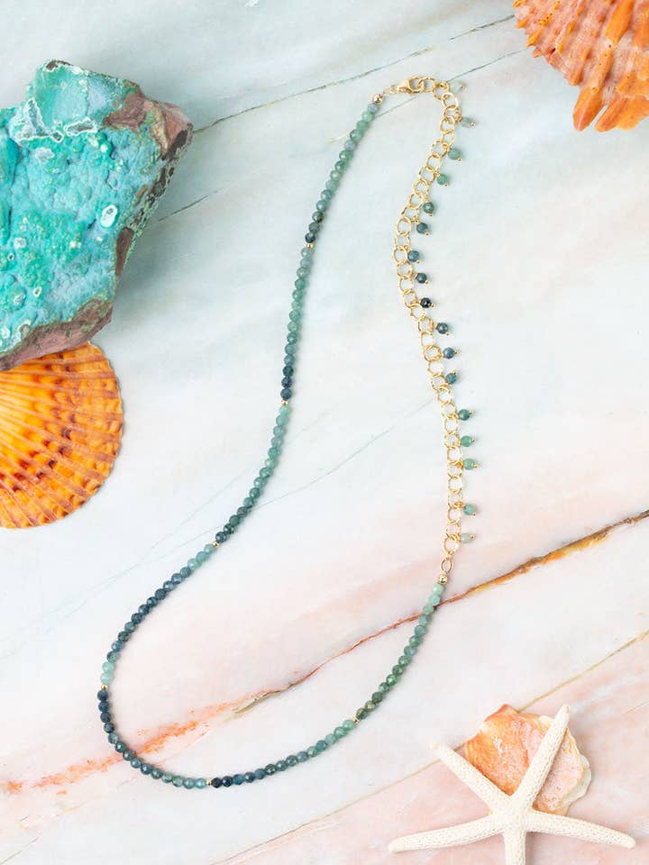 Ocean Waves 19.5" Blue Tourmaline Simple Necklace for wholesale by Anne Vaughan Designs Jewelry