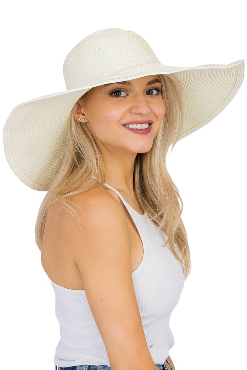 Cap Zone - Wholesale Straw Hat - Women's - Wire Brim Straw Beach Sun Hat22