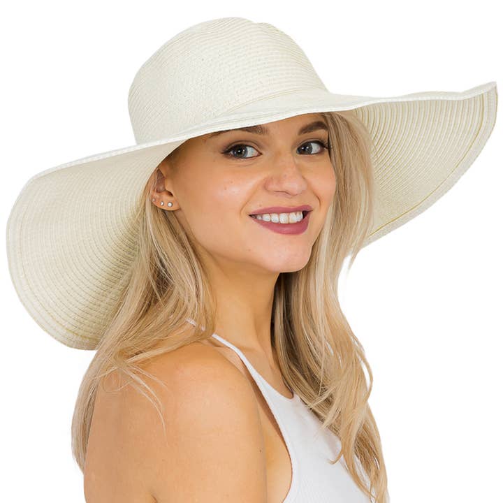 Cap Zone - Wholesale Straw Hat - Women's - Wire Brim Straw Beach Sun Hat22
