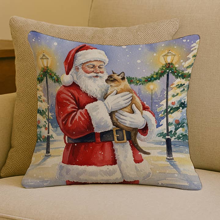 Gato Birmanês com Almofada do Pai Natal 18x18 FNT1105 por atacado de Caroline's Treasures