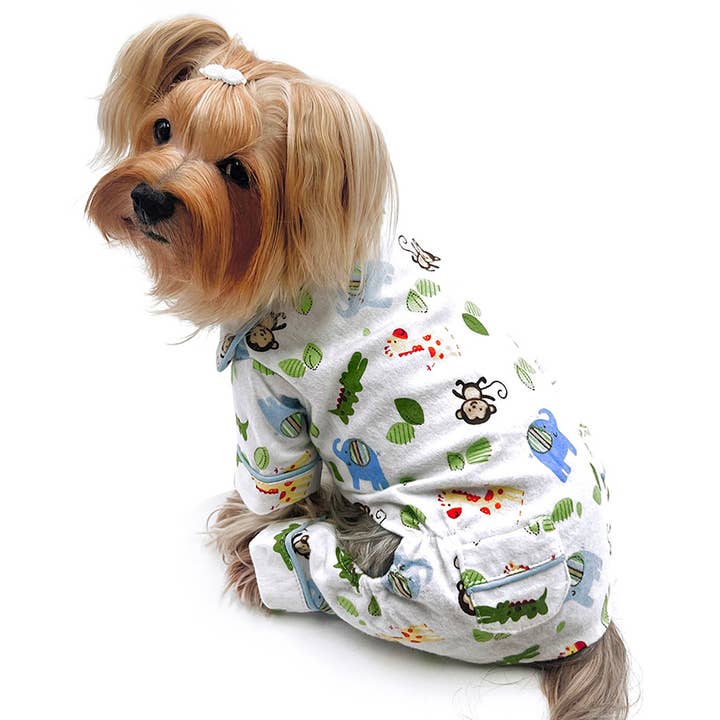 Pyjama en flanelle avec 2 poches Zoo Animals pour la vente par Klippo Pet