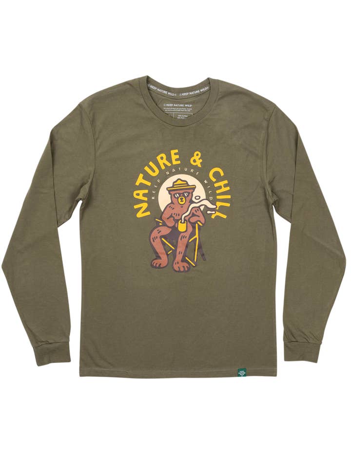 Nature and Chill Unisex Long Sleeve Tee | Olive for wholesale by Keep Nature Wild