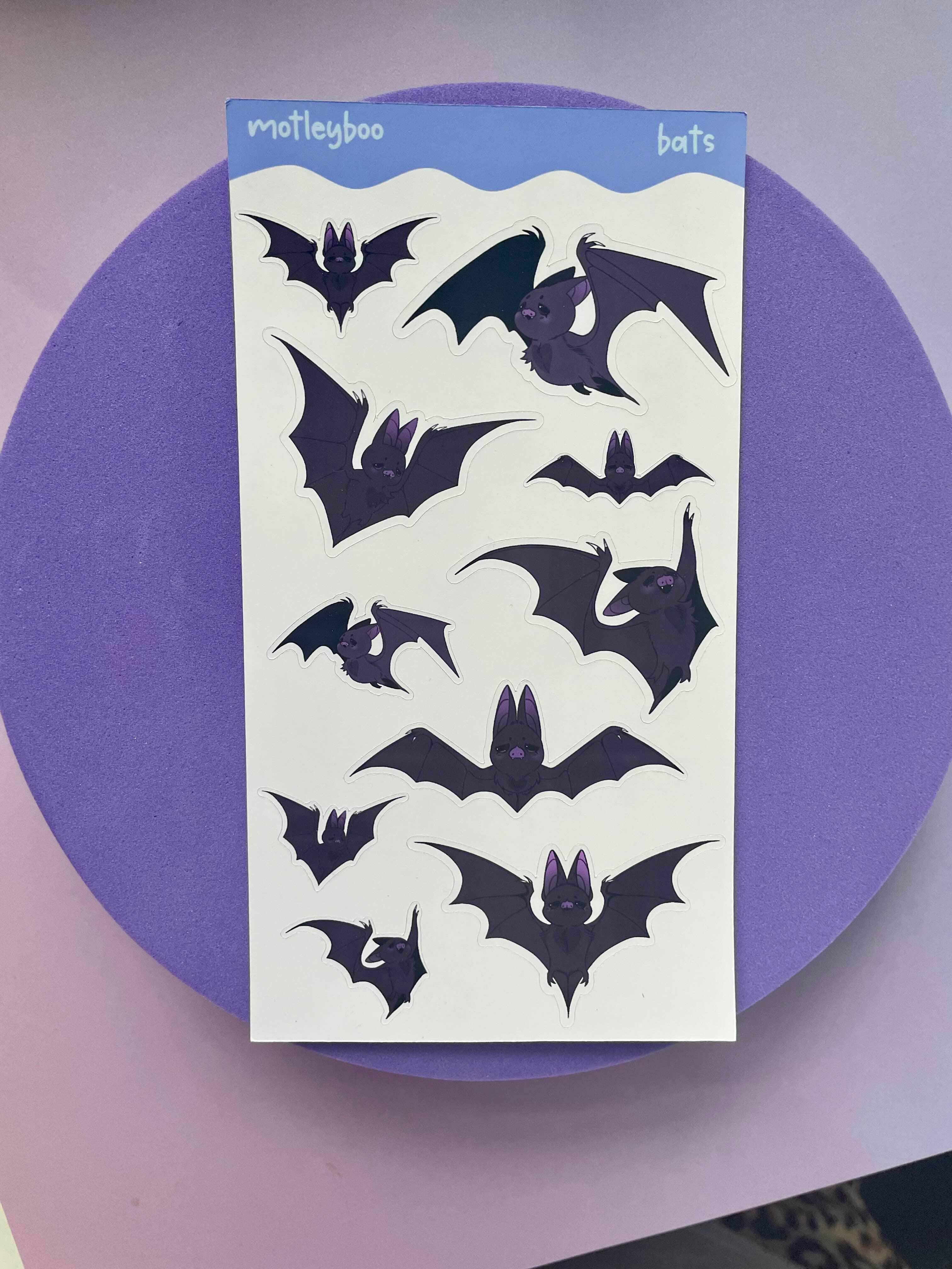 Motleyboo – wholesale Sticker – Midnight bat sticker sheet, stickers for halloween2