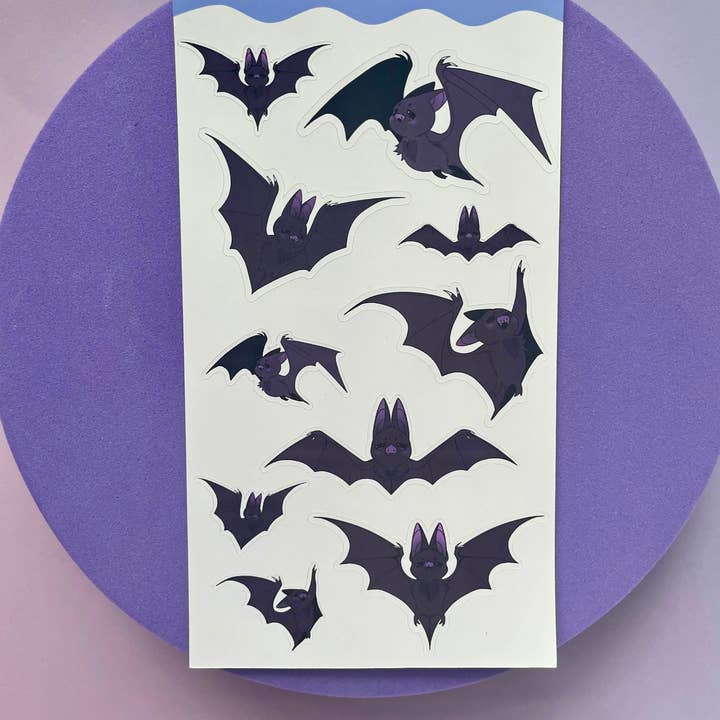 Motleyboo – wholesale Sticker – Midnight bat sticker sheet, stickers for halloween2