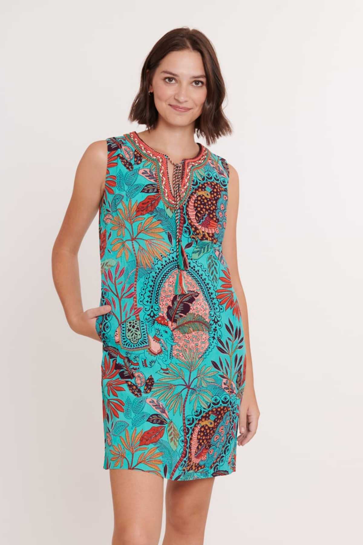 DERHY - Wholesale Dress - Women's - CACHUCHA printed cotton embroidery short dress0