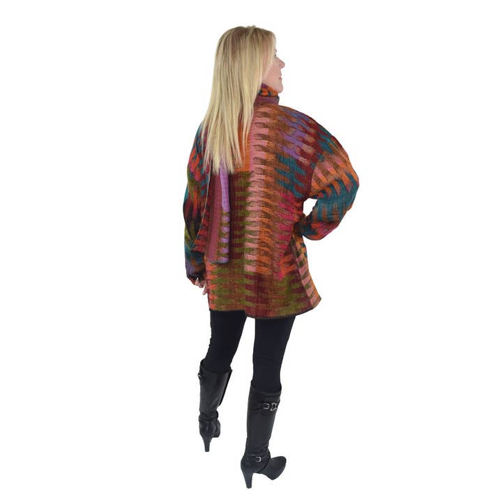 Dupatta Designs - Wholesale Coat - Women's - Zipper Head Sweater Jacket Wrap Coat with Scarf