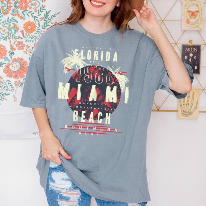 Camiseta unisex de verano Florida Miami Beach para venta al por mayor de Emogifts