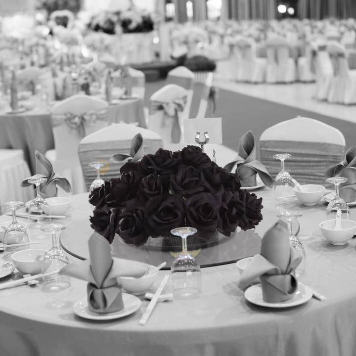 Larksilk - Wholesale Artificial Flowers - Black Silk Rose Picks | 50 Pack - 8In X 3In.