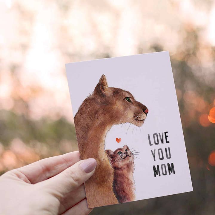 Liyana Studio - Wholesale Mother's Day Card - Mountain Lion Mom - Cute Mothers Day Card