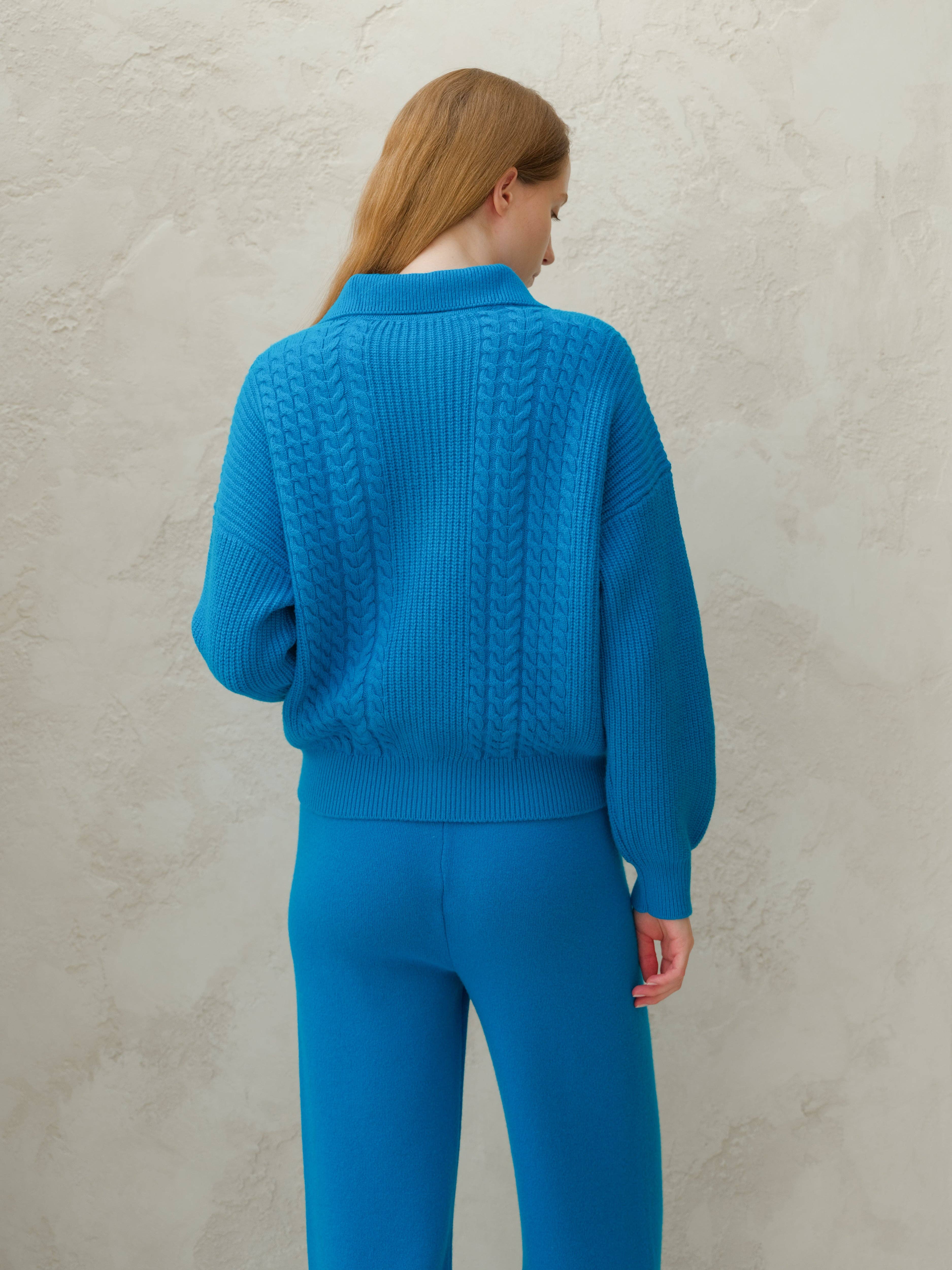 Lèmme – Cardigan - Mulher por atacado – Cardigan polo com tramas em mistura de cashmere8