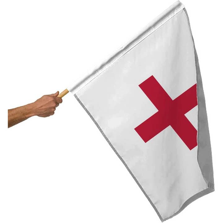 Bandera de Carreras de Ambulancia AGAS 30x30 pulgadas - Palo de Madera de 36" para venta al por mayor de AGAS MFG INC