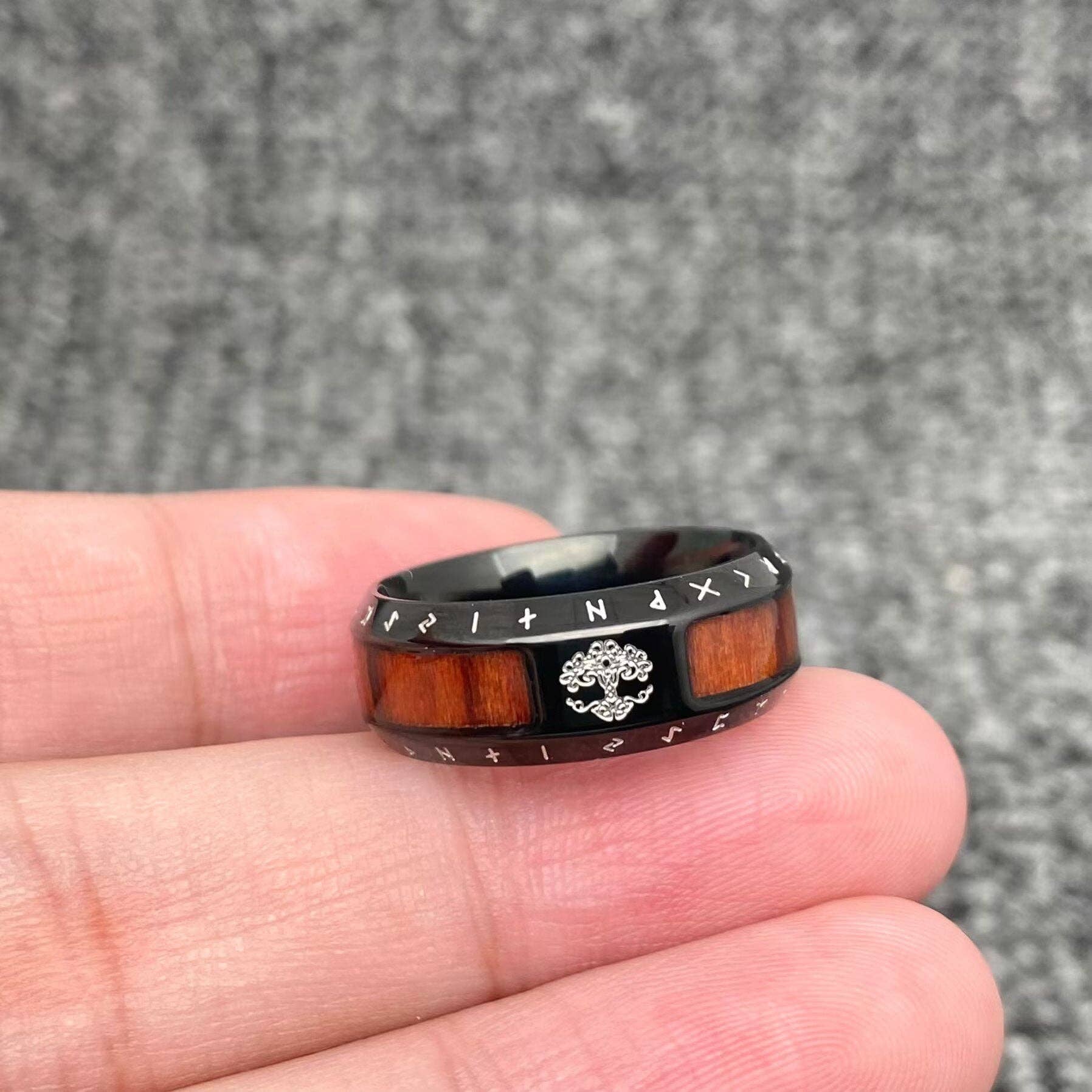 Mio Queena – Anel de banda por atacado – Anel Vintage Viking árvore da vida com runas em aço inoxidável -MJ/MR2