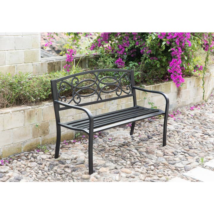 Quickway Imports - Wholesale Bench - Patio Garden Park Seating Bench with Scrollwork Backrest2