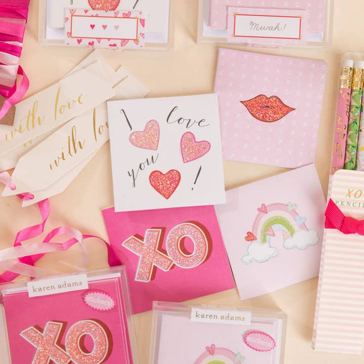 Karen Adams Designs - Venta al por mayor Conjunto de papelería y tarjetas - Carcasas de regalo con pegatinas arcoíris