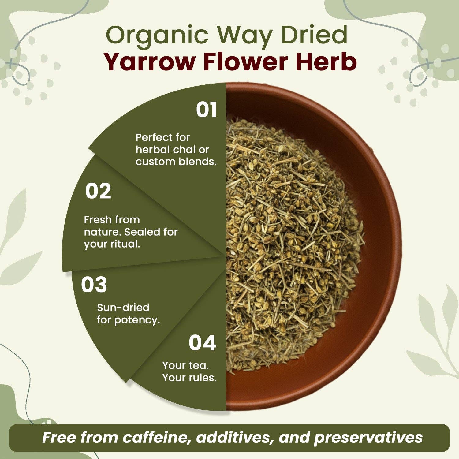 Organic Way LLC - Wholesale Herbs - Yarrow Flower Cut & Sifted (Achillea millefolium) - Herbal Tea | European Wild-Harvest | Kosher & USDA Certified | Vegan, Non-GMO & Gluten Free | 100% Raw from Albania5