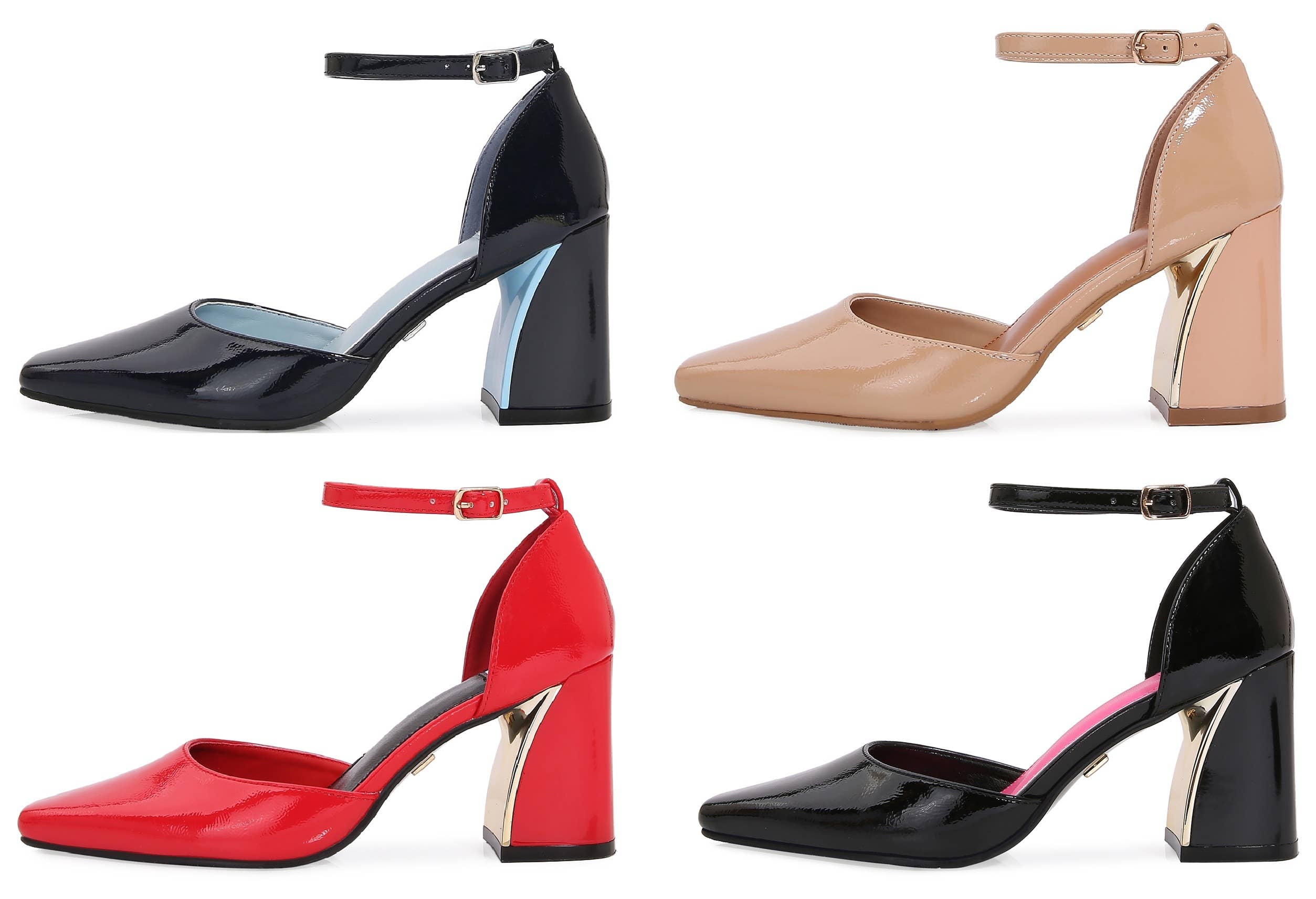 LADY COUTURE - Wholesale High Heels - Women's - Megan Color Trim Block Heel Pump12