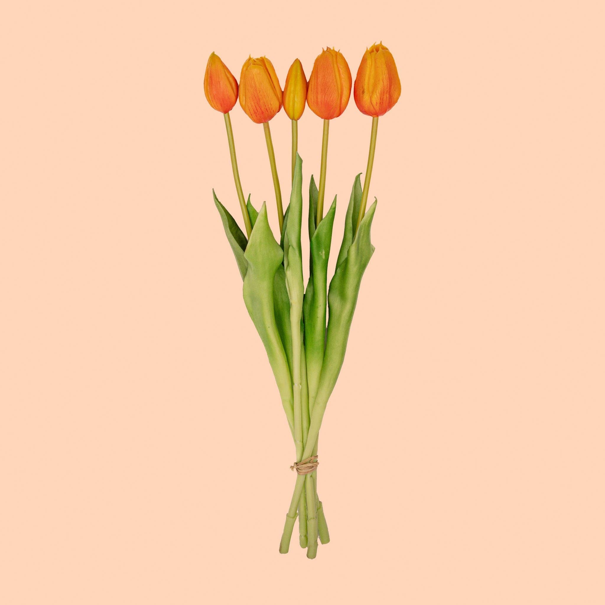 Trendhero.nl/b2b - Wholesale Artificial Flowers - Tulip Bouquet – 5 Pieces – Various Colours – ‘Real Touch’ Artificial Tulips – 42 cm0