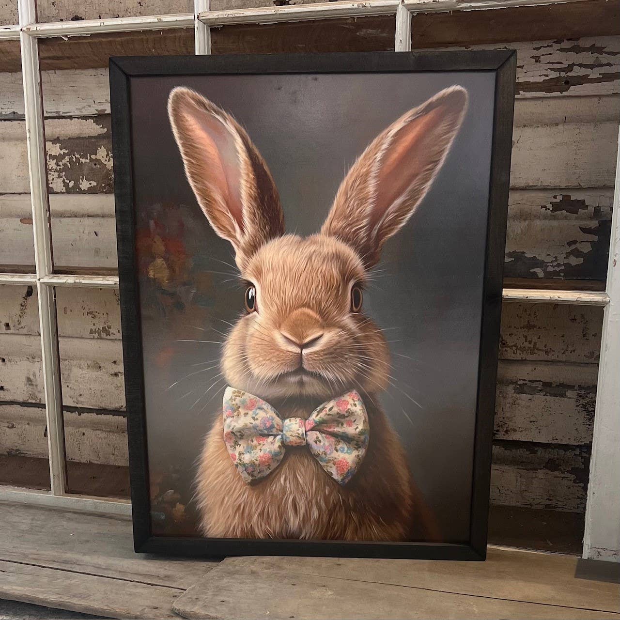 JanMichaels Art & Home - Wholesale Wall Sign - HMK063 Brown Easter Bunny Portrait Box Frame1