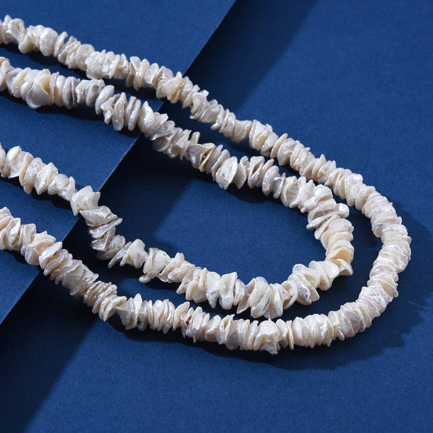 findings4uGem - Wholesale Beaded/Pearl Necklace - Natural Keshi Heishi Shaped White Pearl Beads Jewelry FWP0236