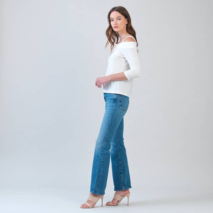 T125 - Soft Knit Open Shoulder Bra Friendly Top for wholesale by Clara Sunwoo