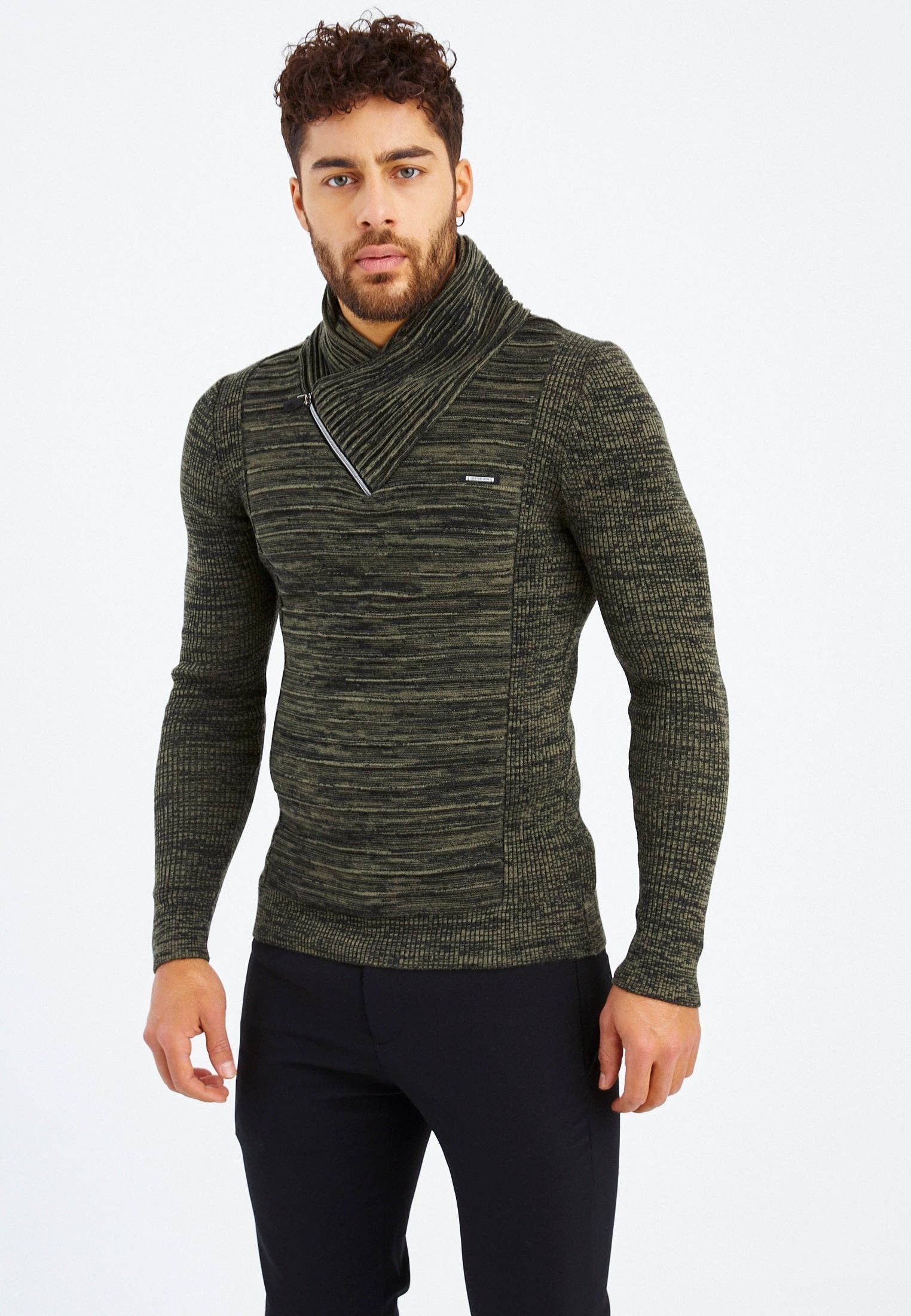 Leif Nelson GmbH - Wholesale Knit Sweater - Men's - Men's Knit Sweater Fine Knit Shawl Collar LN-153536