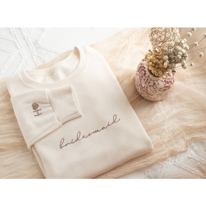 Embroidered Bridesmaid & Maid of Honor Sweatshirt for wholesale by Nunu's Studio