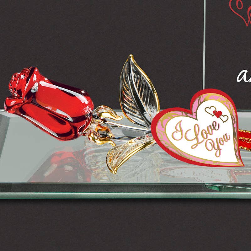 Glass Baron – wholesale Decorative tabletop object – EM3 427-FA: Rose "Forever & Always"1