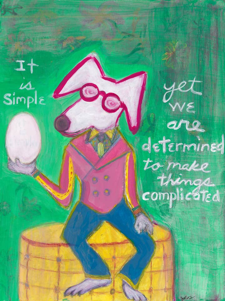 SIMPLE yet complicated whimsical painted original dog print for wholesale by Bernie Street Studios