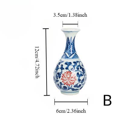 Gohobi (We cover U.S. import duties) - Wholesale Vase - Gohobi Hand-painted Blue and White Porcelain Vase (Red Flowers)1