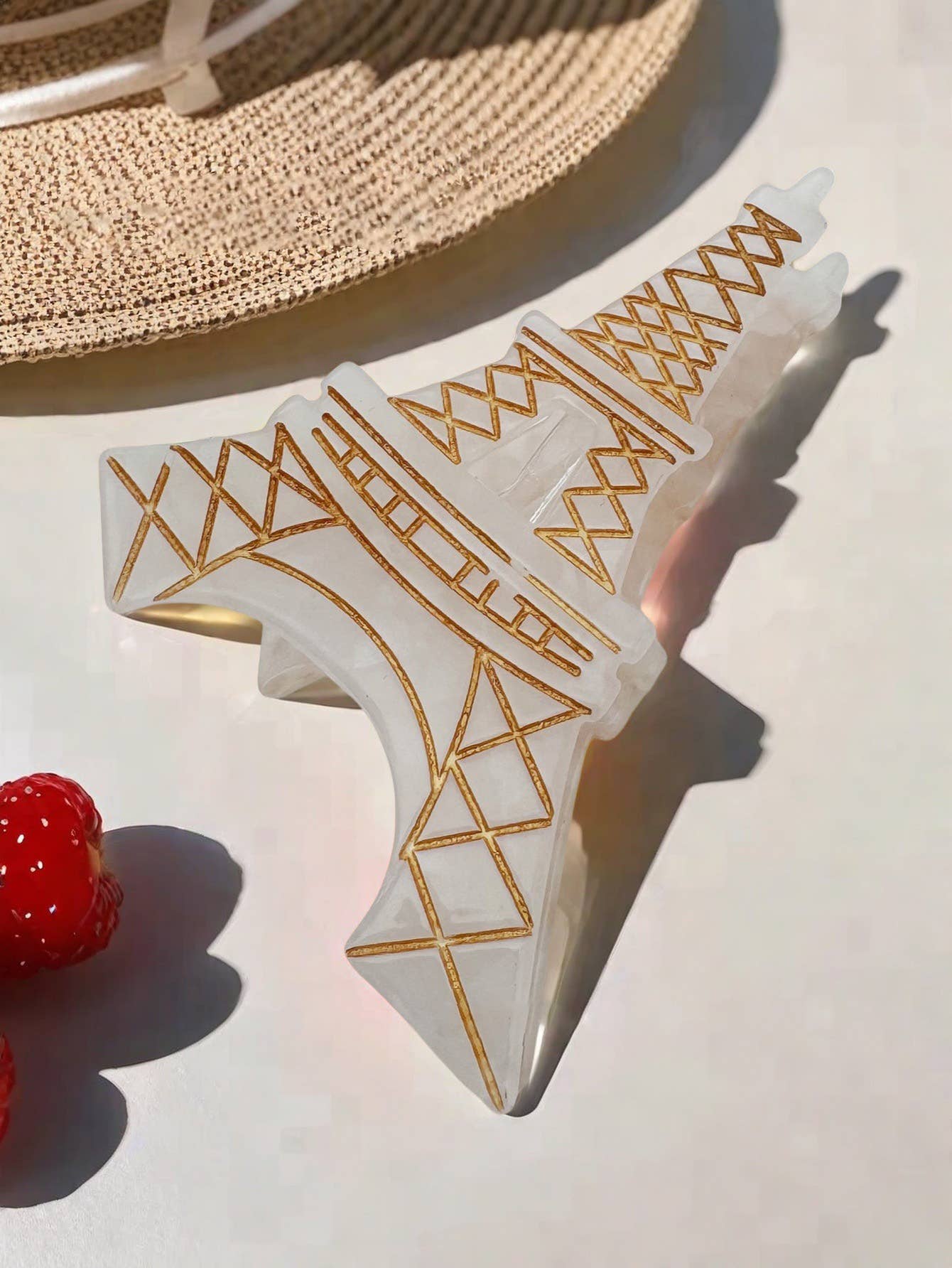 Beige Eiffel Tower Hair Claw, Paris-Inspired Hair Accessory for wholesale on Faire1