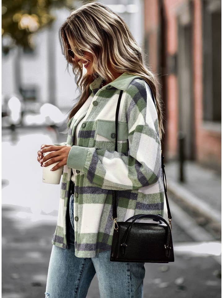 ePretty - Wholesale Shirt Jacket/Shacket - Women's - SZ25-TP7008 Plaid Button Down Shirt Jacket Shacket