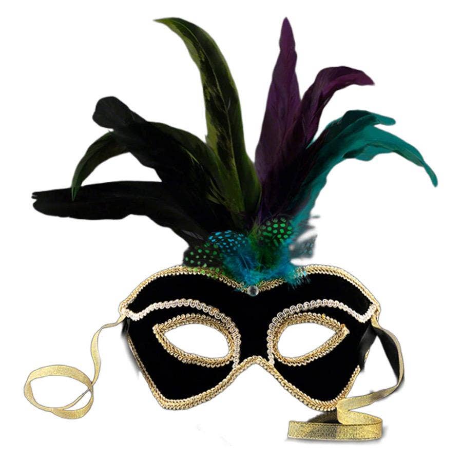 Blinkee.com, LLC - Wholesale Costume - Unisex - Velvet And Feather Unlit Carnival Mask1