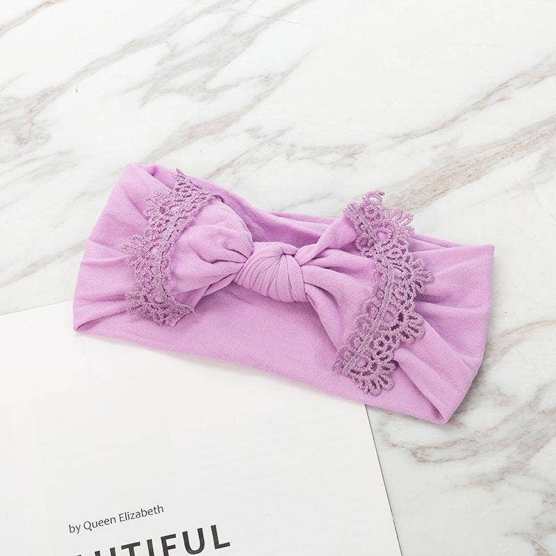 KiddieKickz - Wholesale Fashion Headband - Baby - Nylon Children's Hair Band Soft Silk Stockings Baby Headband Lace Bow Hair Ornament5